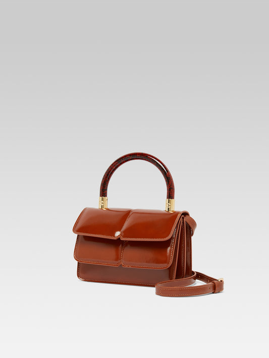 Simone - Camel glazed leather handbag - Image number 6