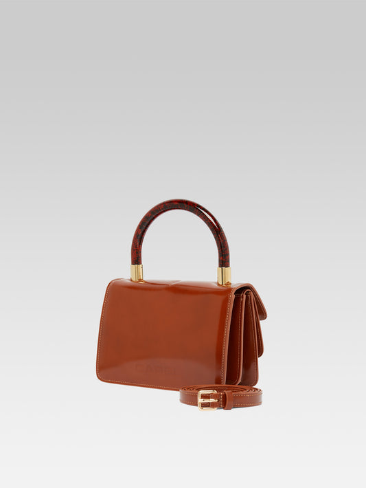 Simone - Camel glazed leather handbag - Image number 7