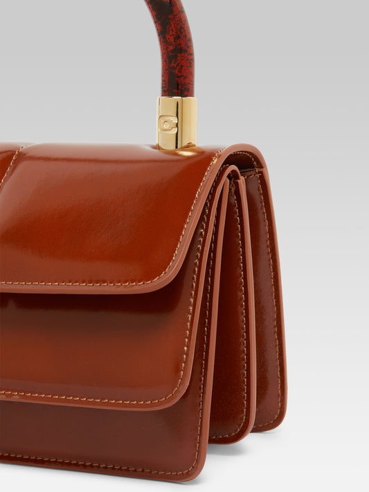 Simone - Camel glazed leather handbag - Image number 7