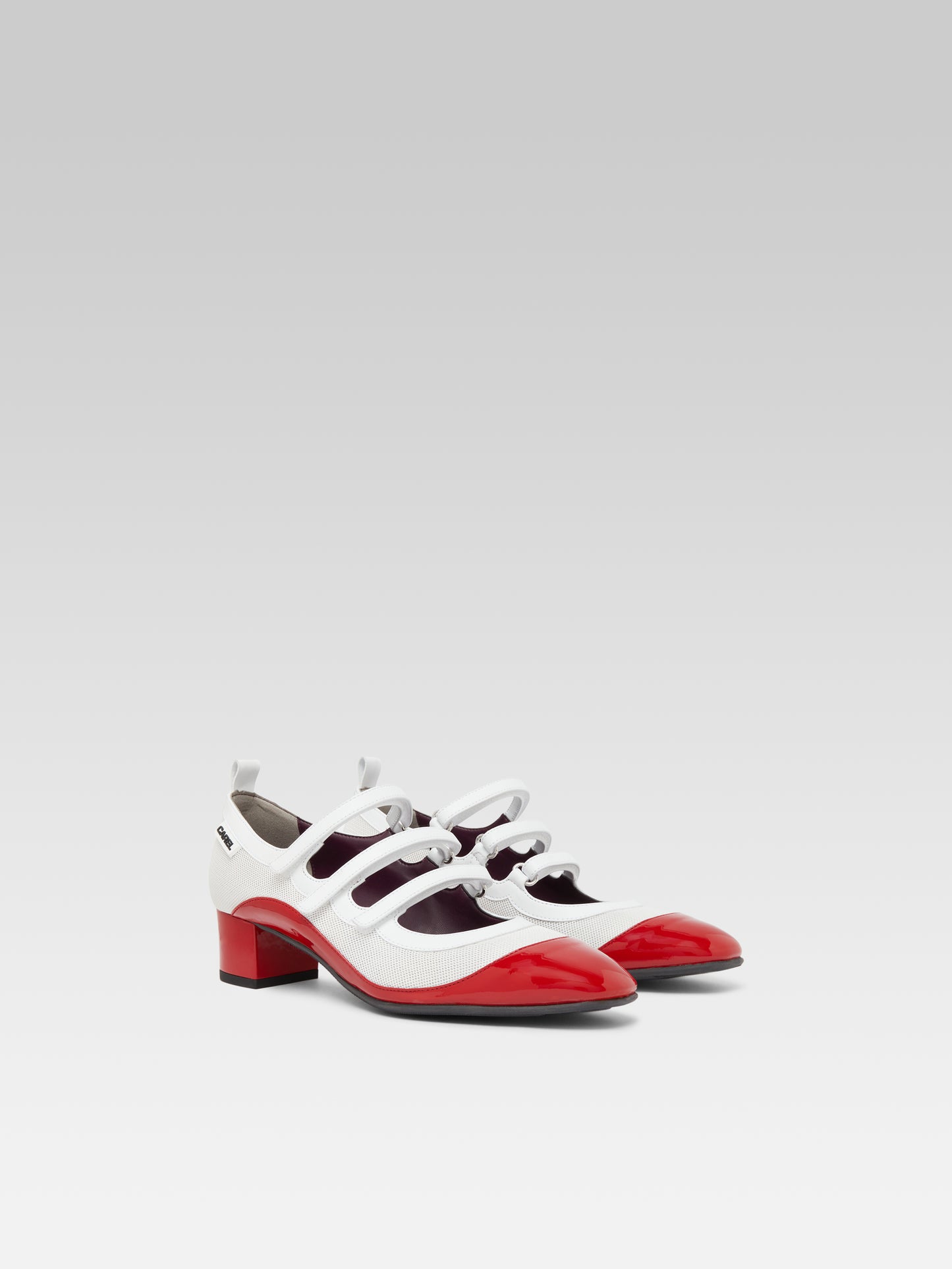 Sportina - Red eco-patent and eco-leather white mesh Mary Janes pumps