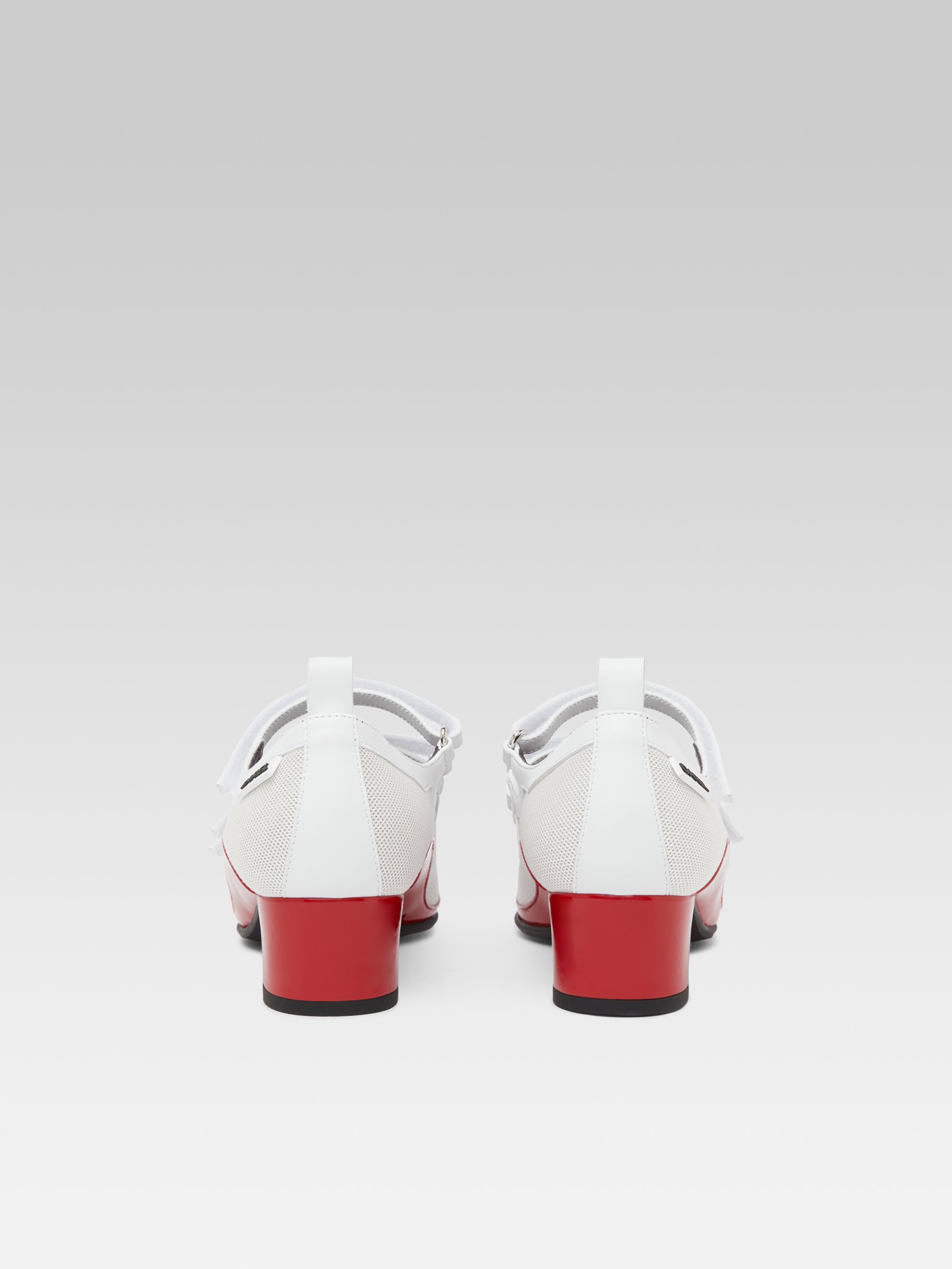 Sportina - Red eco-patent and eco-leather white mesh Mary Janes pumps - Image number 5