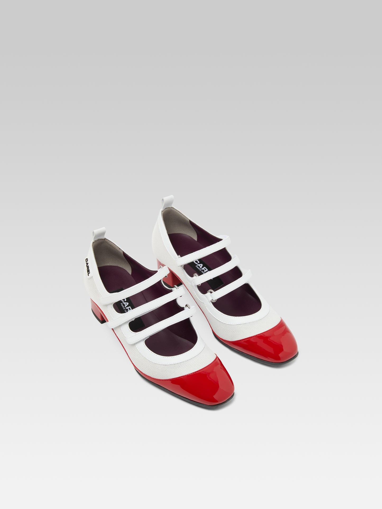 Sportina - Red eco-patent and eco-leather white mesh Mary Janes pumps