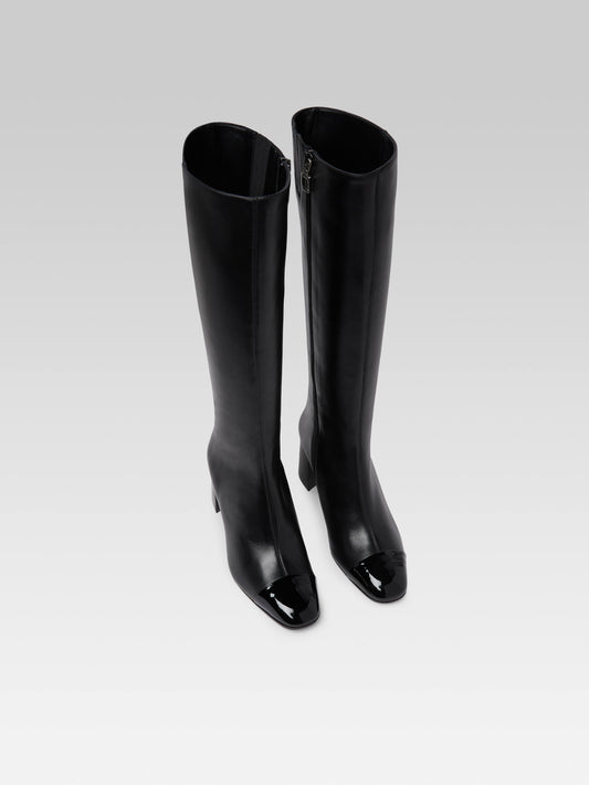 Sunrise - Black leather and black patent leather boots - Image number 4