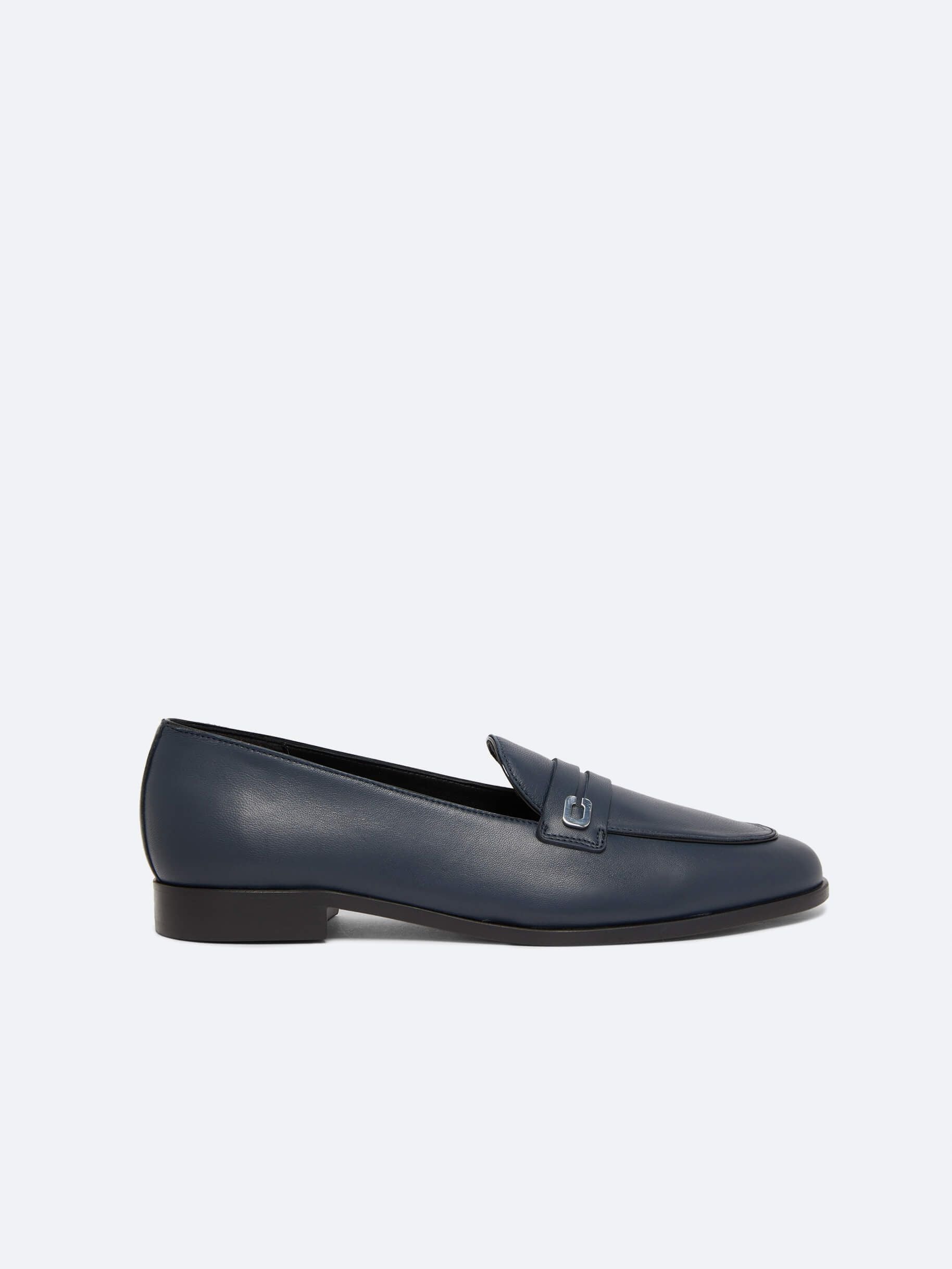 Jackie - Navy blue leather loafers - Image number 1