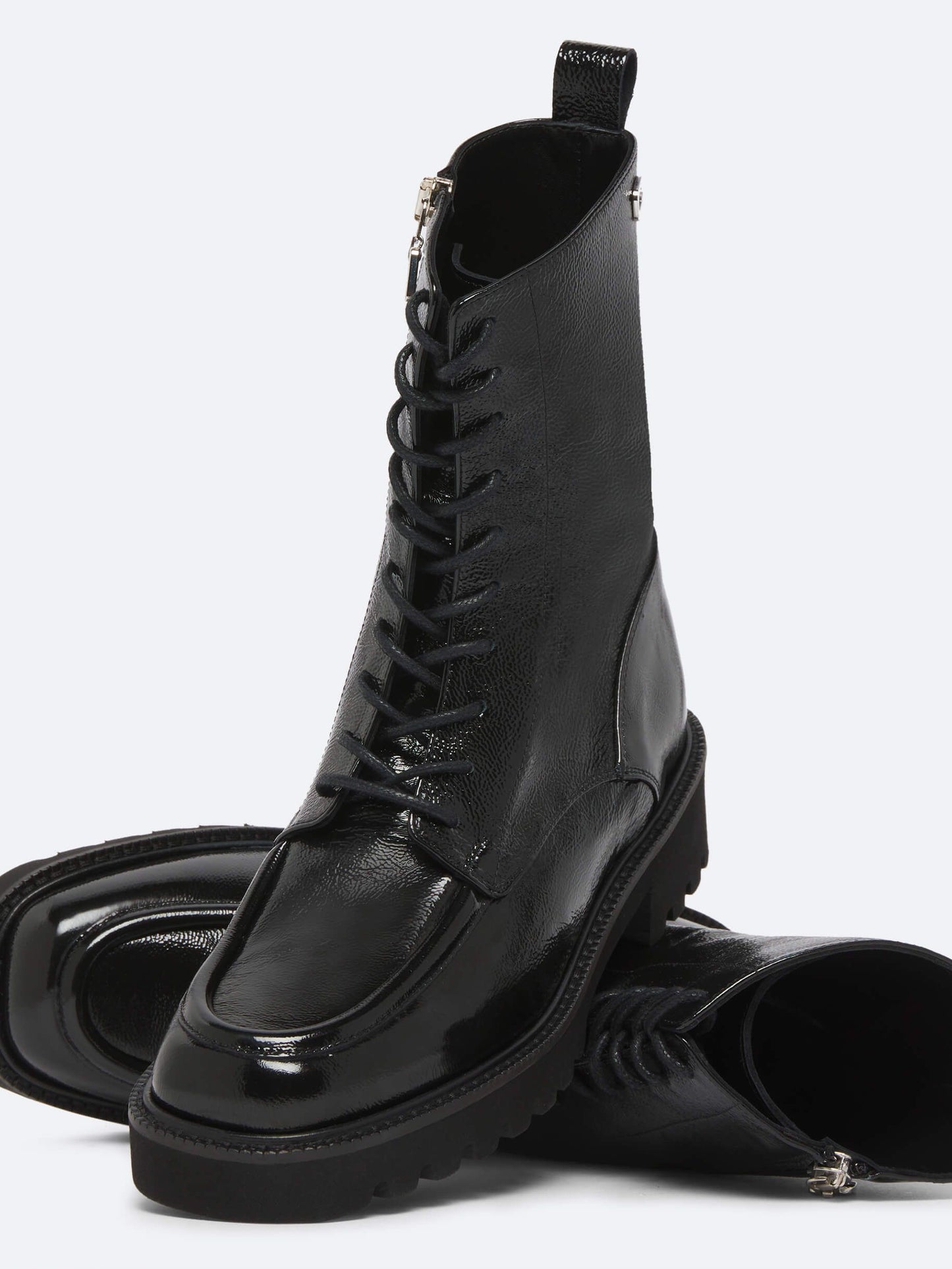 Everest - Bottines cuir naplack noir à lacets