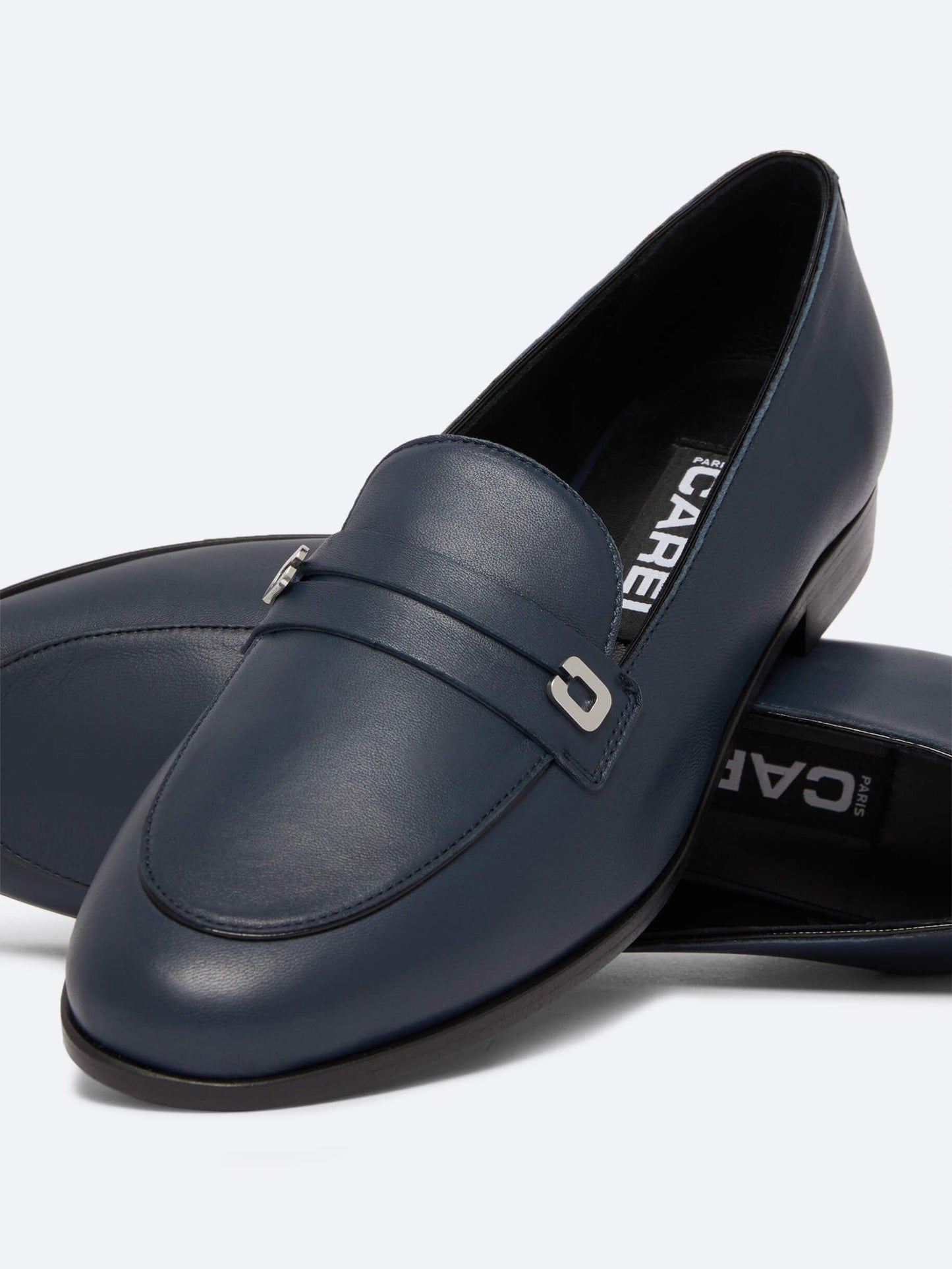 Jackie - Navy blue leather loafers