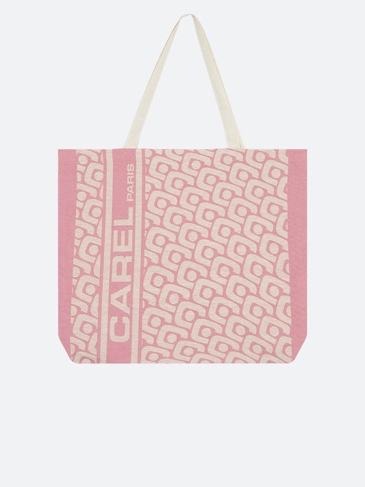 Tote bag - Pink monogram jacquard weave tote bag - Image number 2