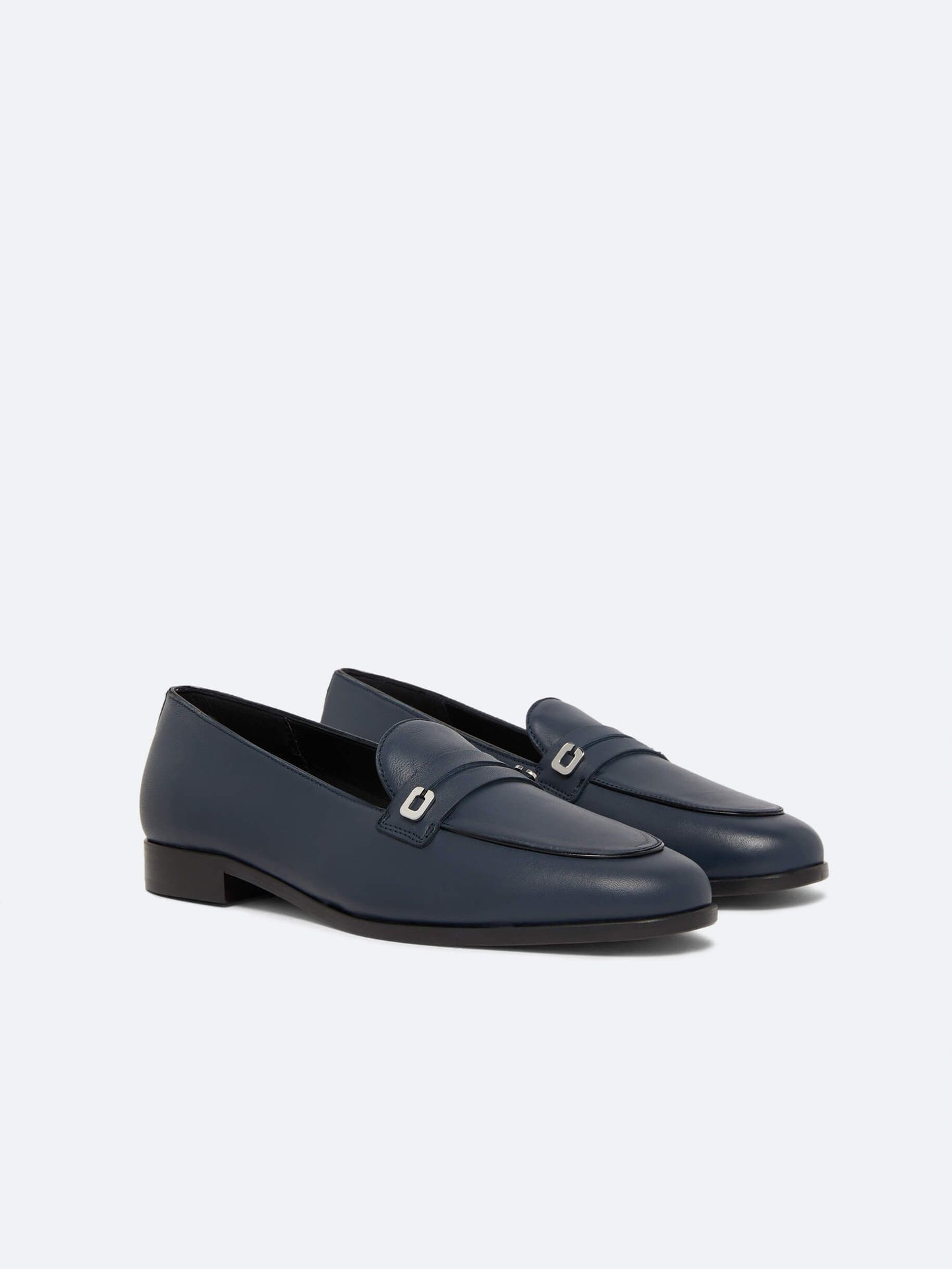 Jackie - Navy blue leather loafers