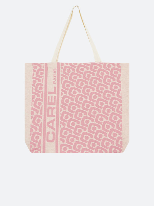 Tote bag - Tote bag monogramme rose tissage jacquard