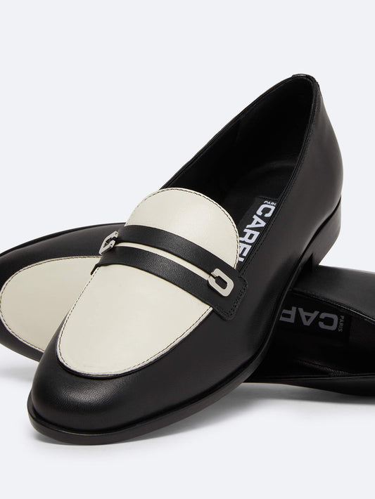 Jackie - Black and ivory leather moccasins - Image number 5