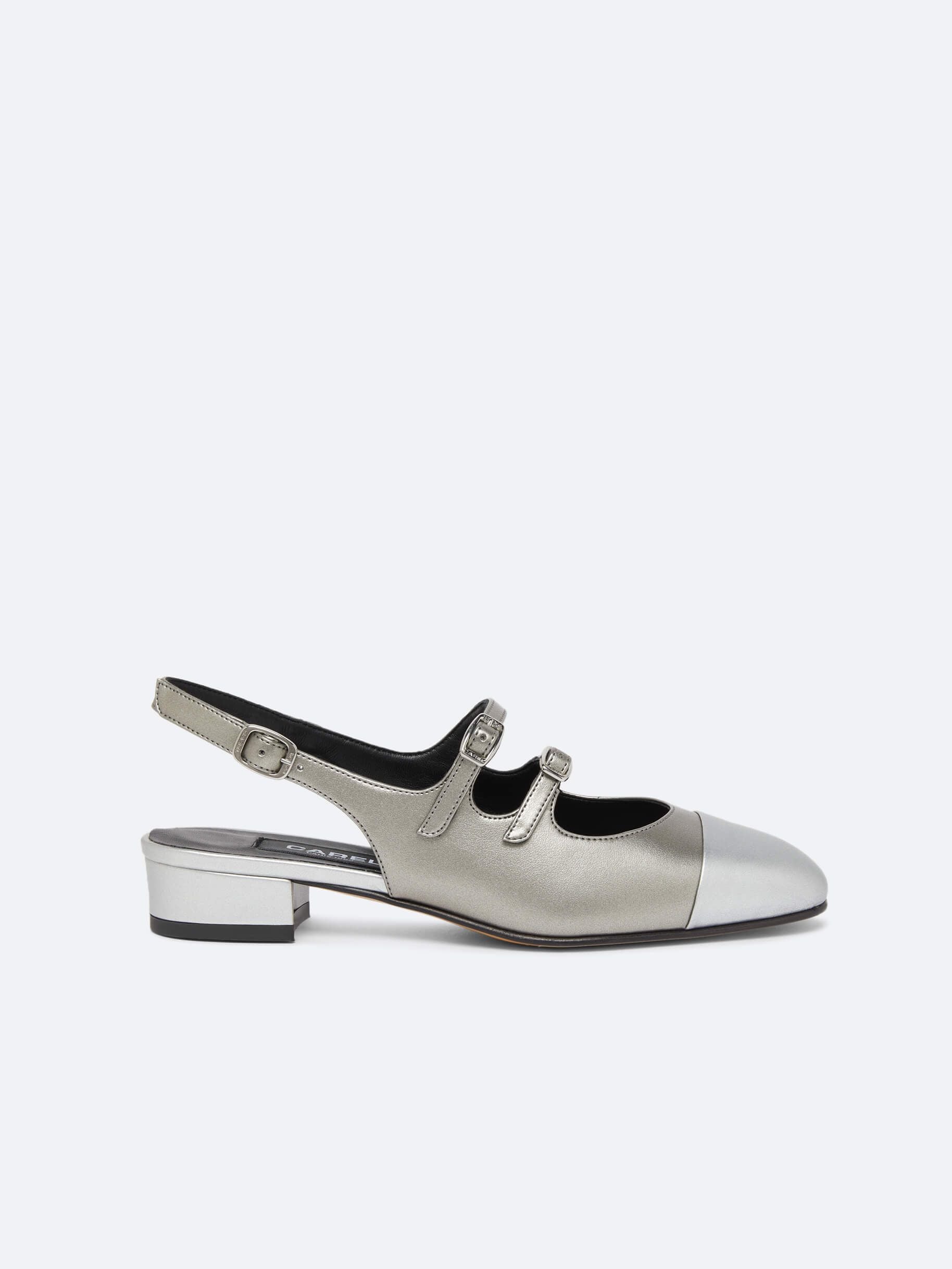 Abricot - Bi-silver AppleSkin slingback Mary Janes