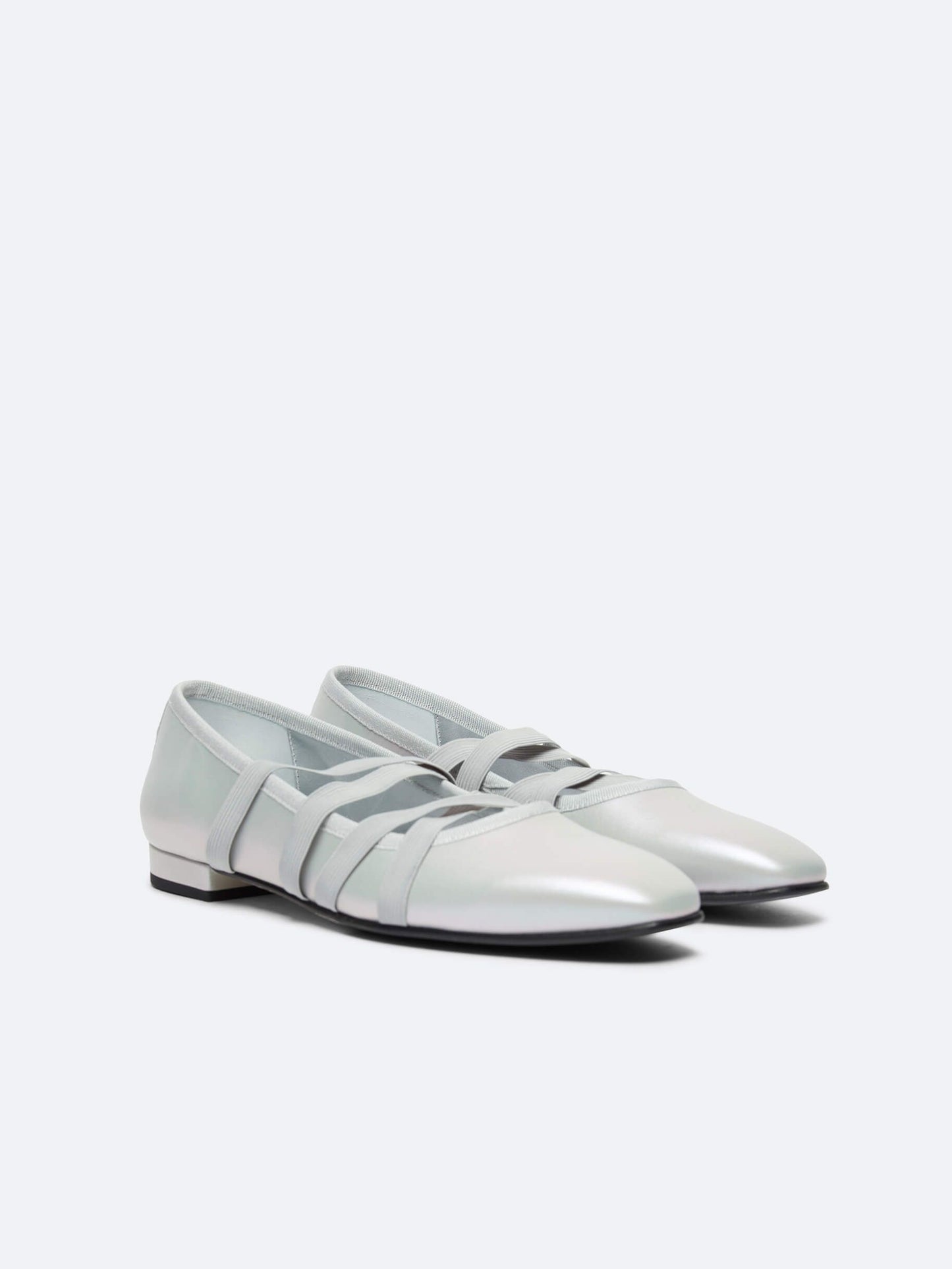 Tutu - Silver pearly leather ballet-flats