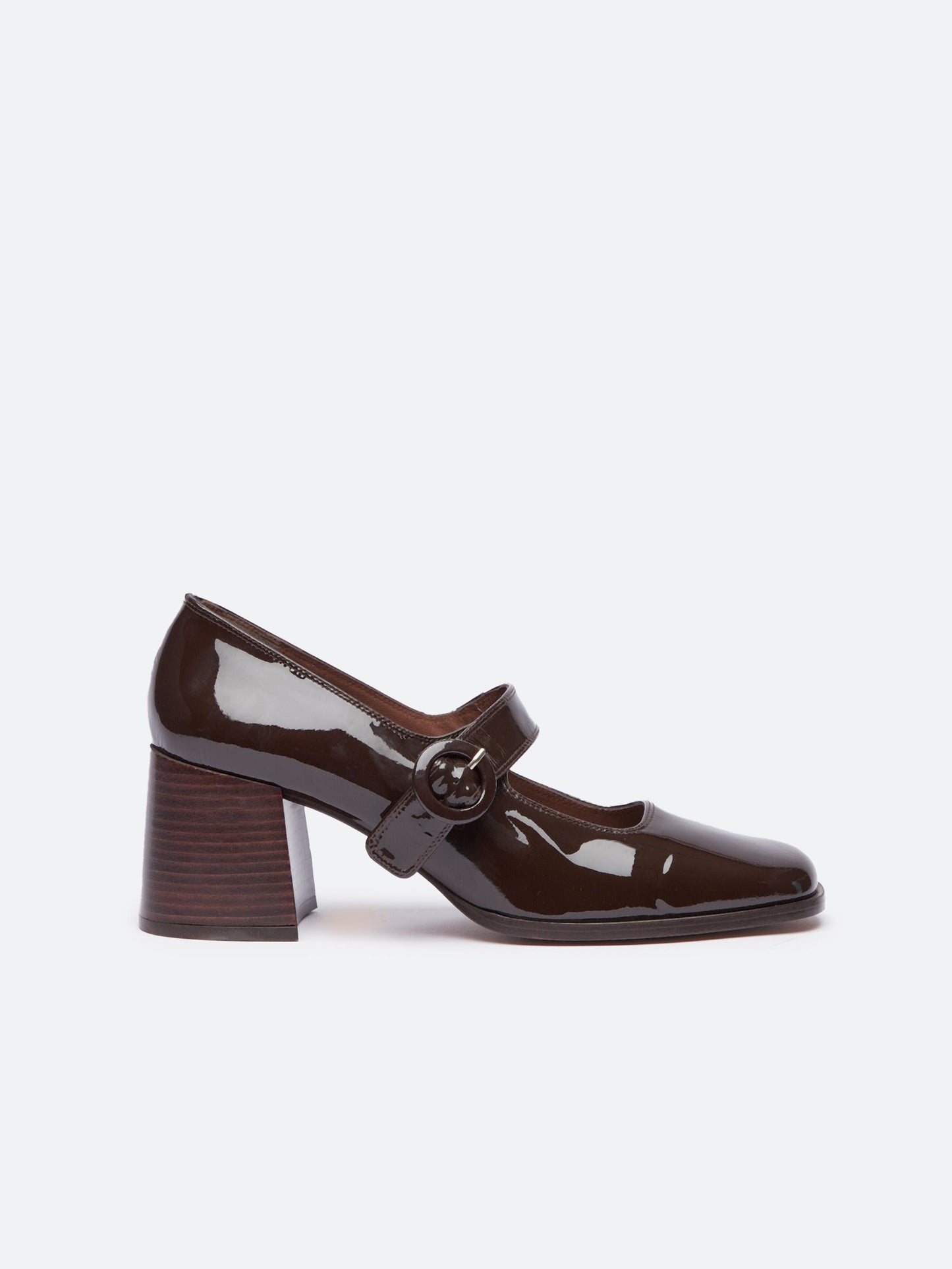 Caren - Chocolate patent leather Mary Janes pumps