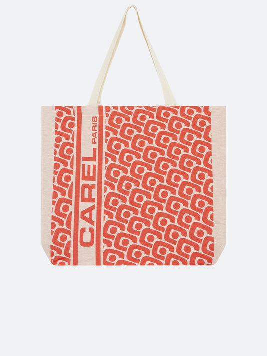 Tote bag - Tote bag monogramme orange tissage jacquard