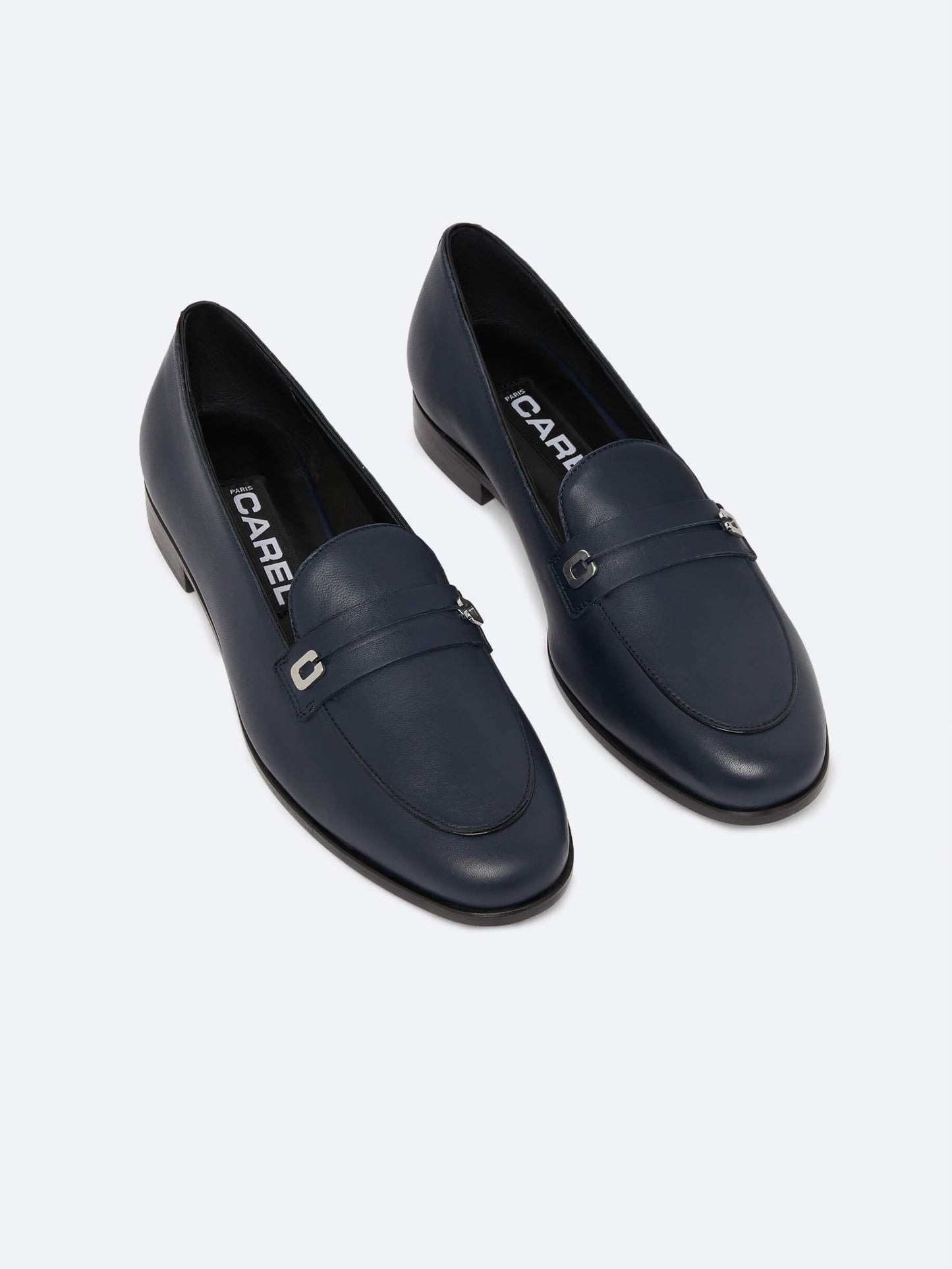 Jackie - Navy blue leather loafers